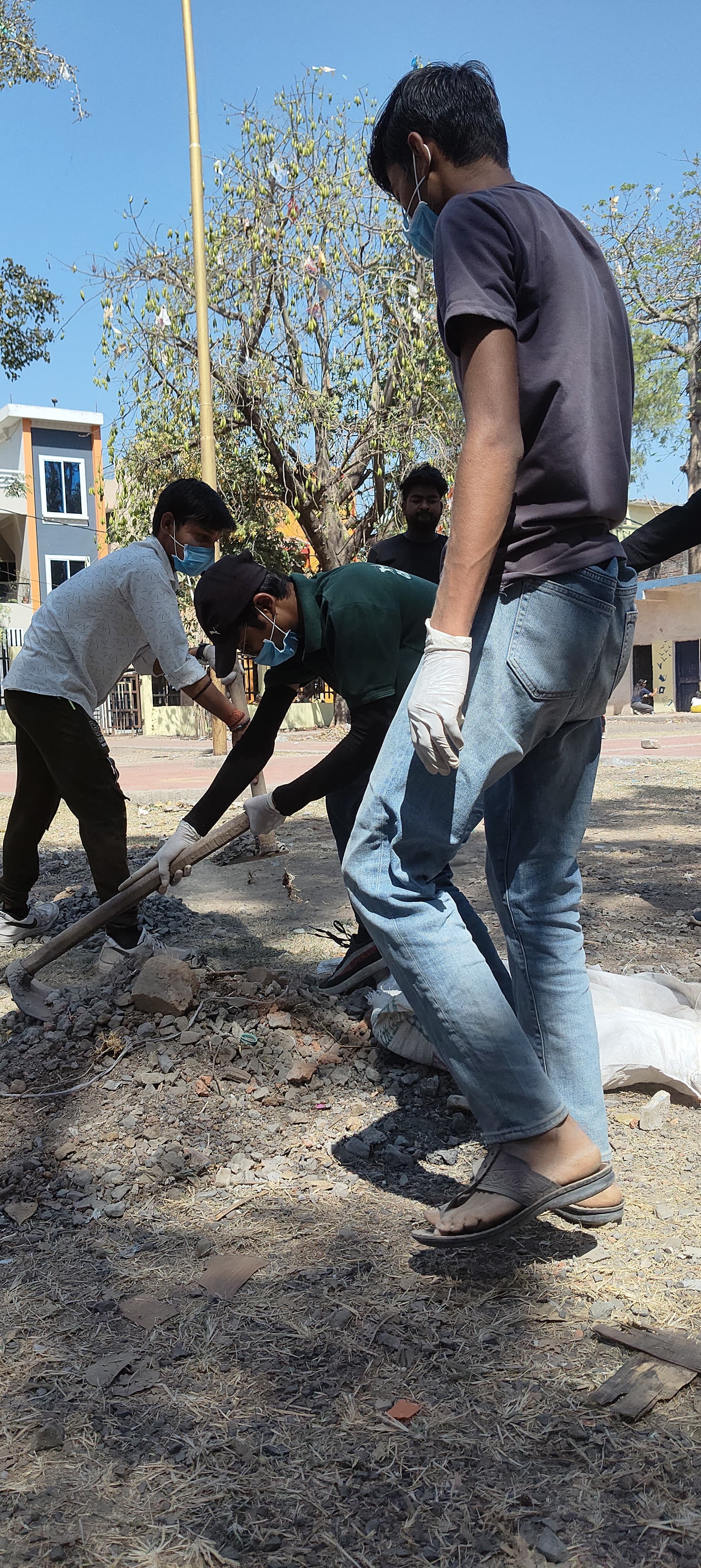 Community cleanup at a public space